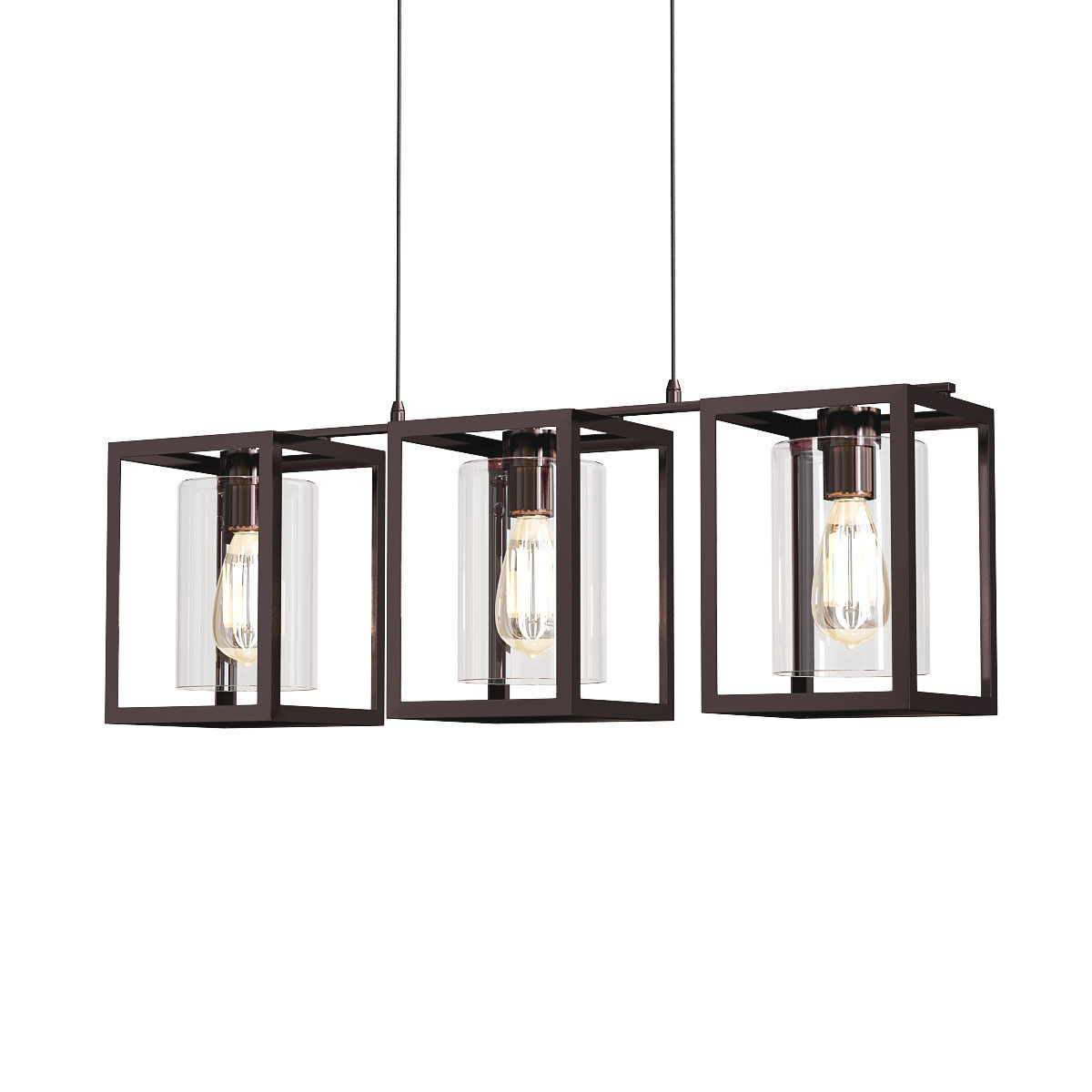 London Bronze 3 Light Fitting Low-poly 3D model_2