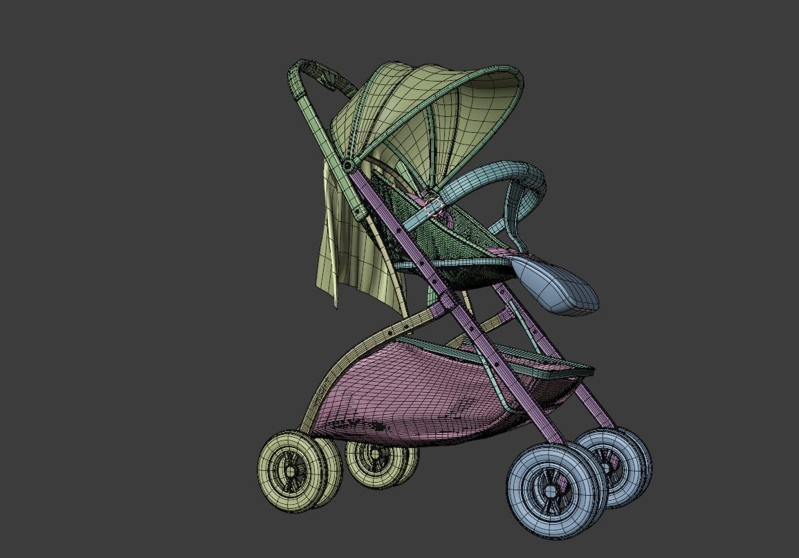 well modeled and detailed Platinum Baby Strollers 3D model_10