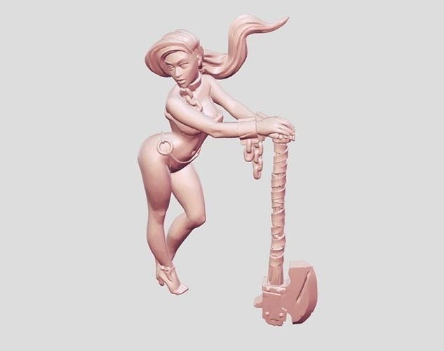 beauty girl with ax 3D print model