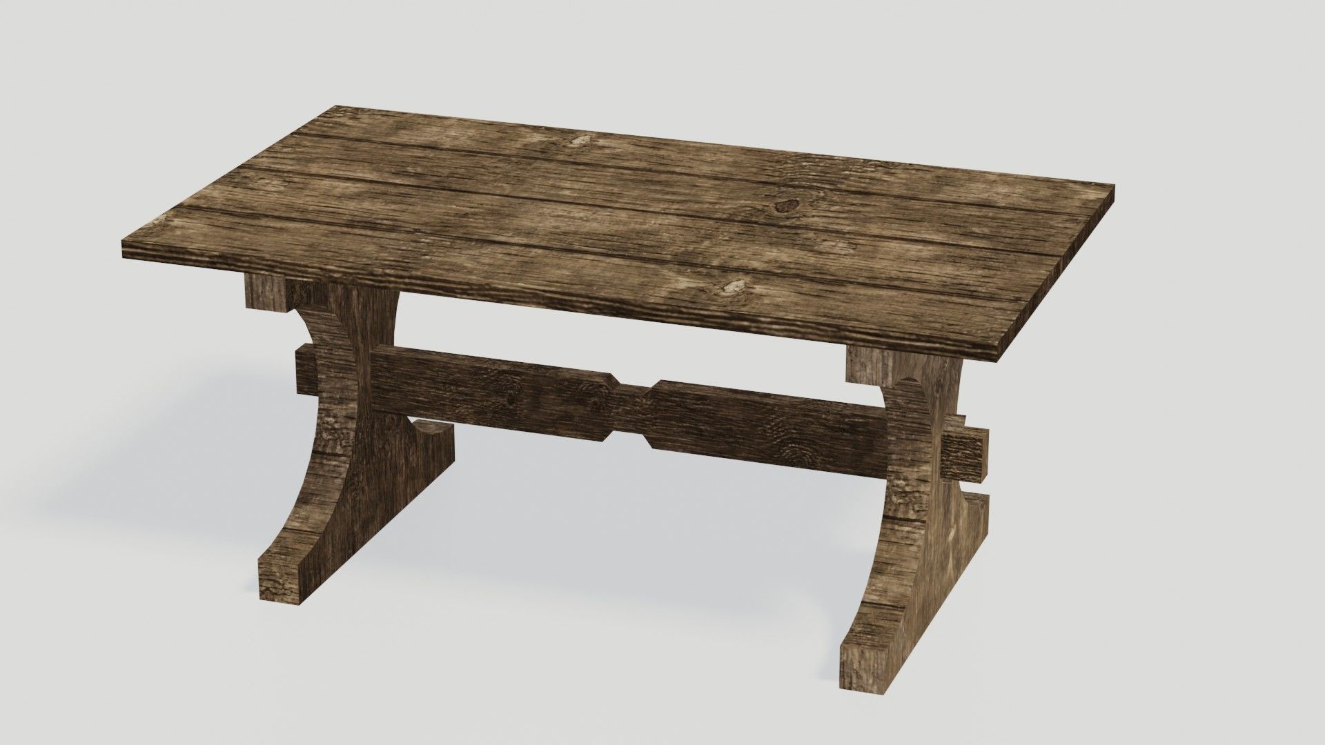 Game Ready Medieval Wooden Furniture Desk and Table  Low-poly 3D model_7
