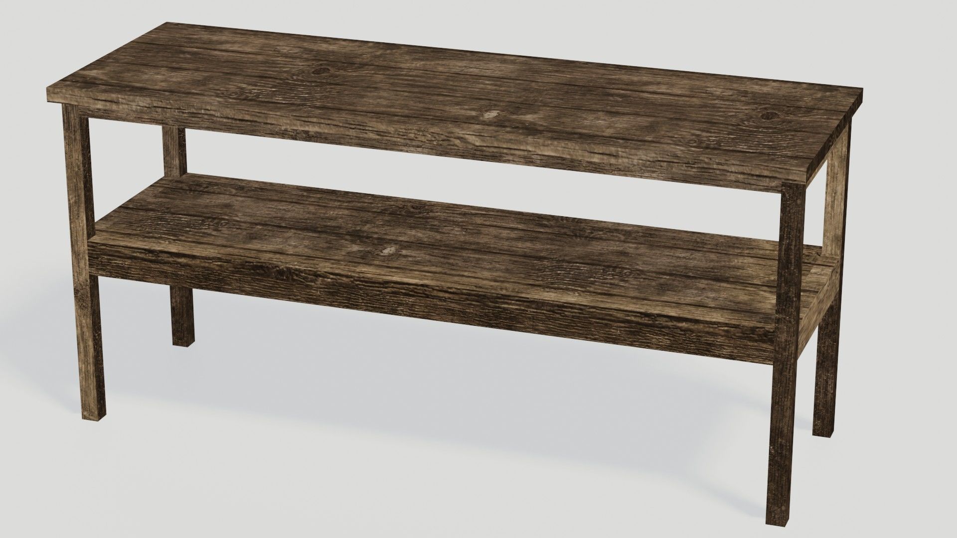 Game Ready Medieval Wooden Furniture Desk and Table  Low-poly 3D model_9