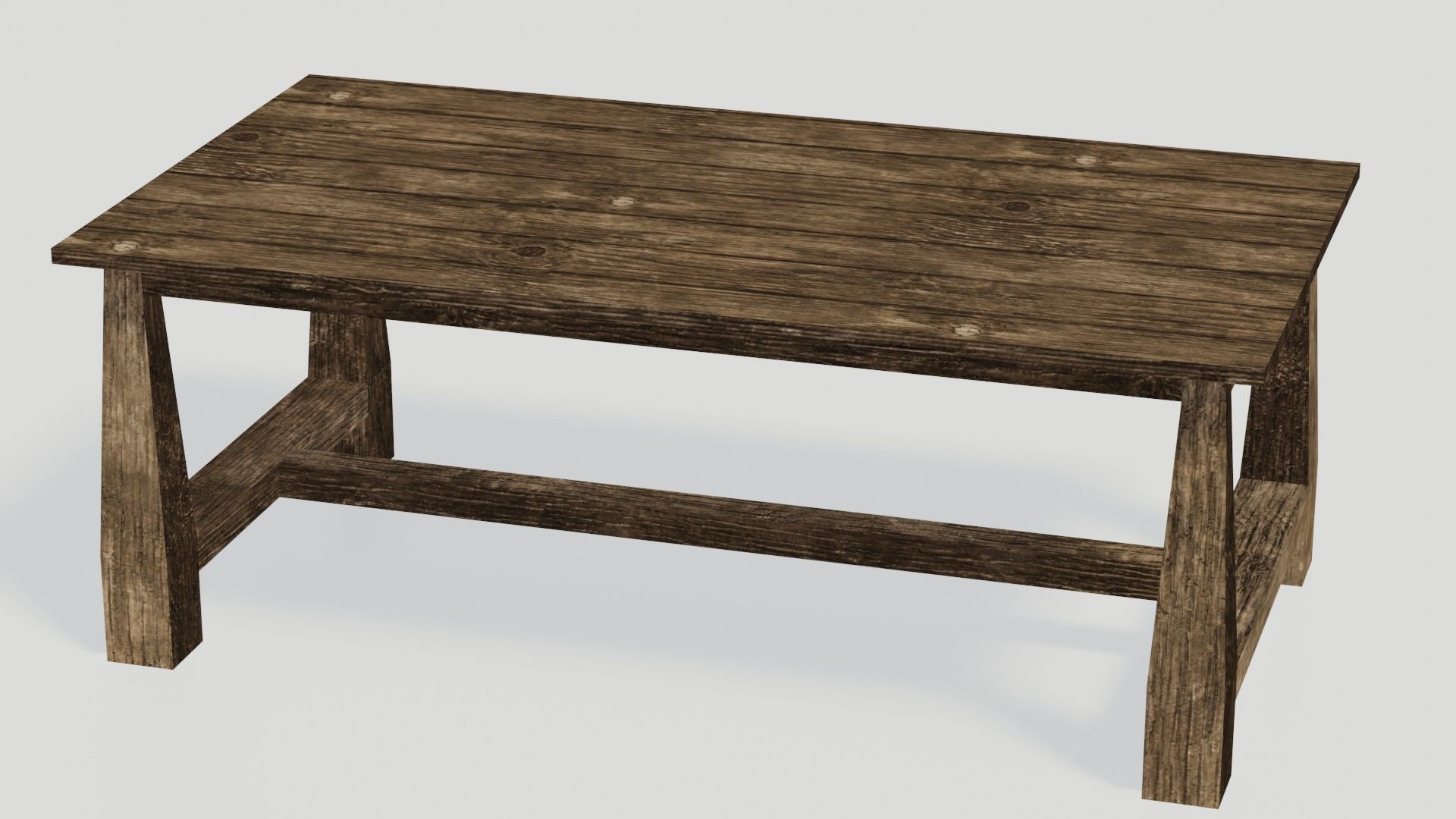 Game Ready Medieval Wooden Furniture Desk and Table  Low-poly 3D model_8