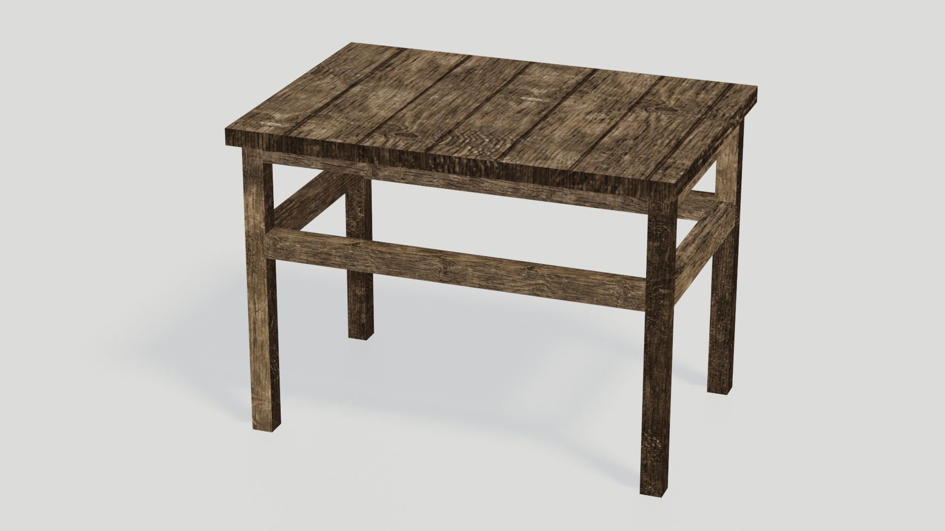 Game Ready Medieval Wooden Furniture Desk and Table  Low-poly 3D model_4