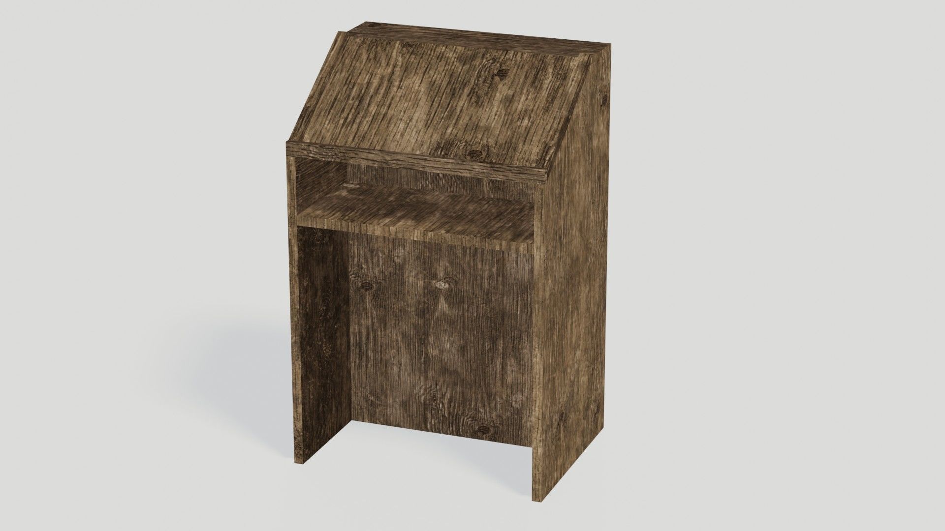 Game Ready Medieval Wooden Furniture Desk and Table  Low-poly 3D model_5