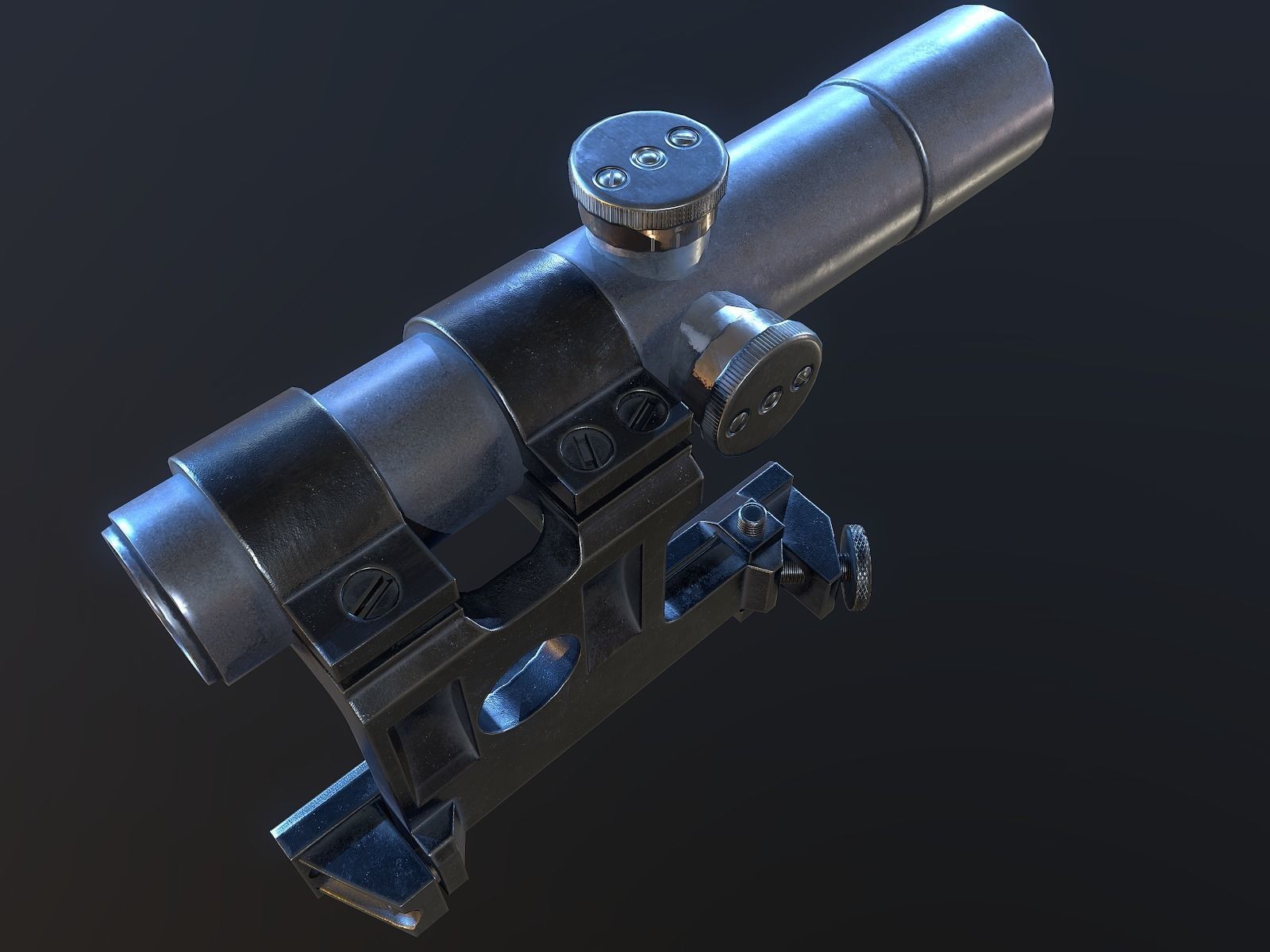 PU Scope ww2 USSR PBR Low-poly 3D model_7