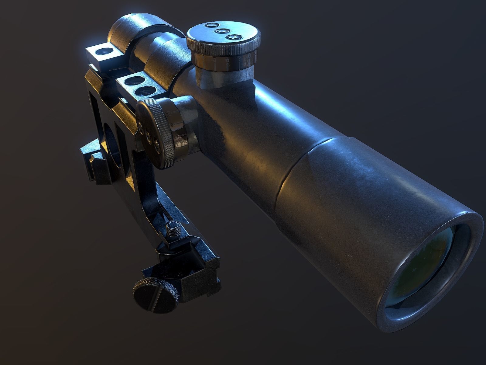 PU Scope ww2 USSR PBR Low-poly 3D model_3