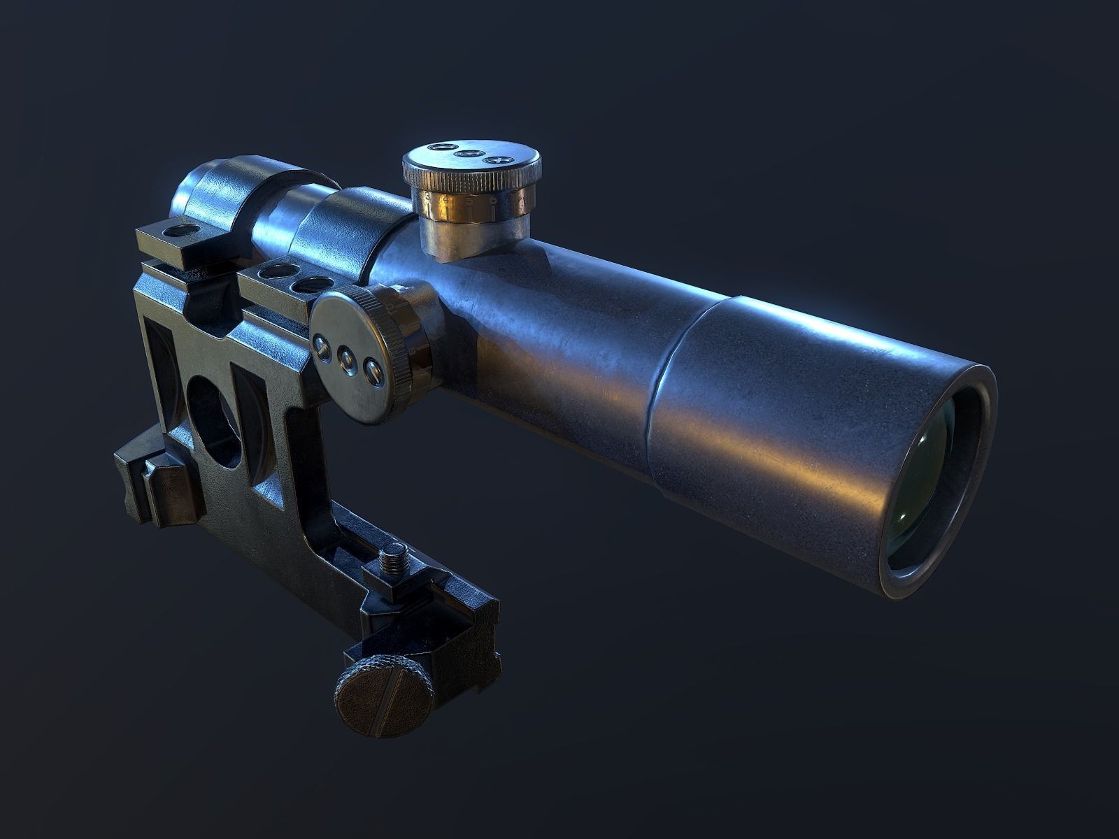 PU Scope ww2 USSR PBR Low-poly 3D model_1