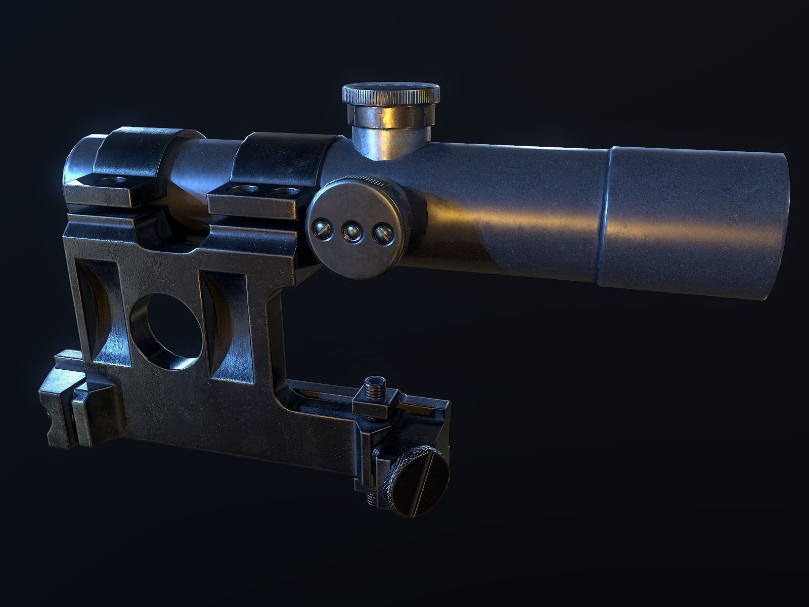 PU Scope ww2 USSR PBR Low-poly 3D model_4