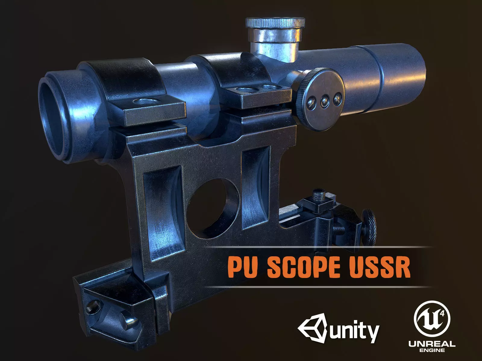PU Scope ww2 USSR PBR Low-poly 3D model_0