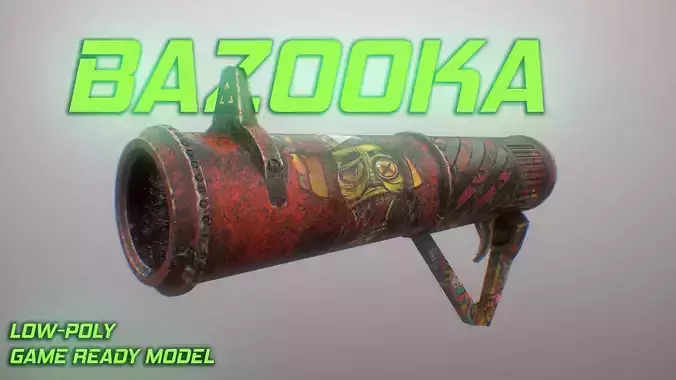 Bazooka two rusty cannons Low-poly 3D model