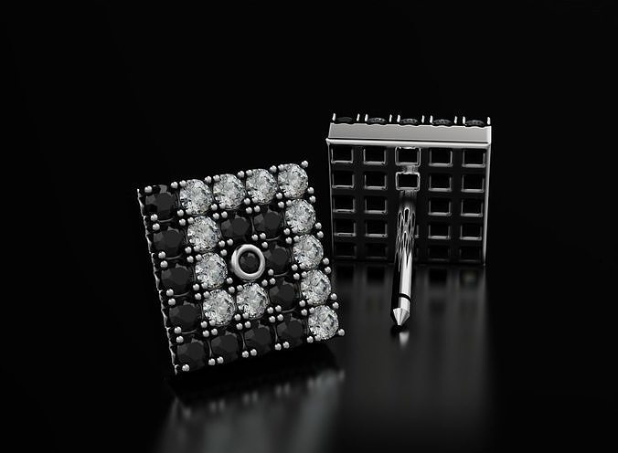 Earrings with diamonds onyx sapphires for girls 552 3D print model