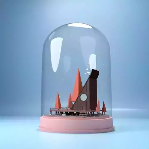 Glass Jar with a Wood House