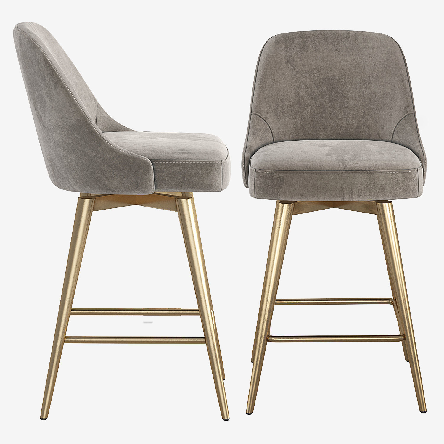 West Elm Mid-Century Counter Stool 3D model_1