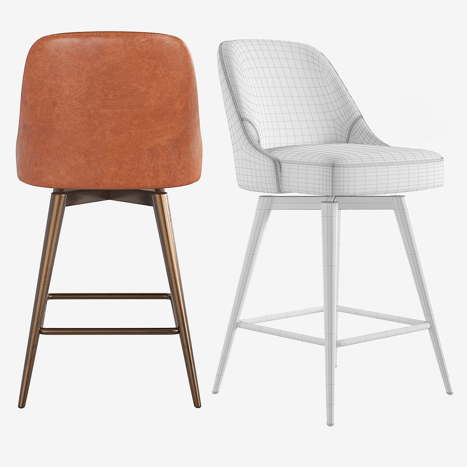 West Elm Mid-Century Counter Stool 3D model_4