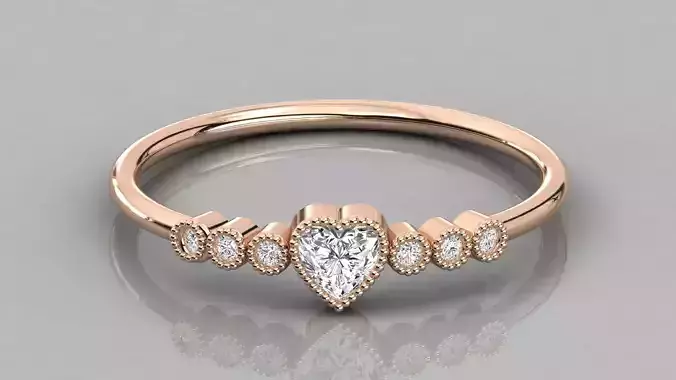 Women heart ring 3dm stl render detail 3D print model