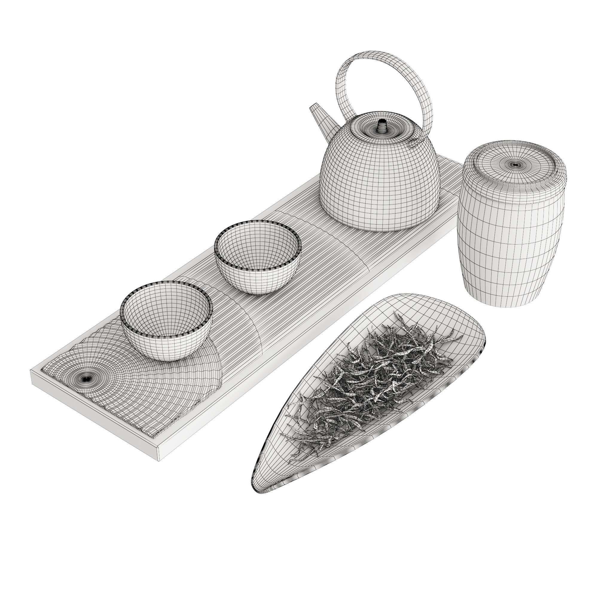 Chinese Tea Ceremony Set 3D model_3