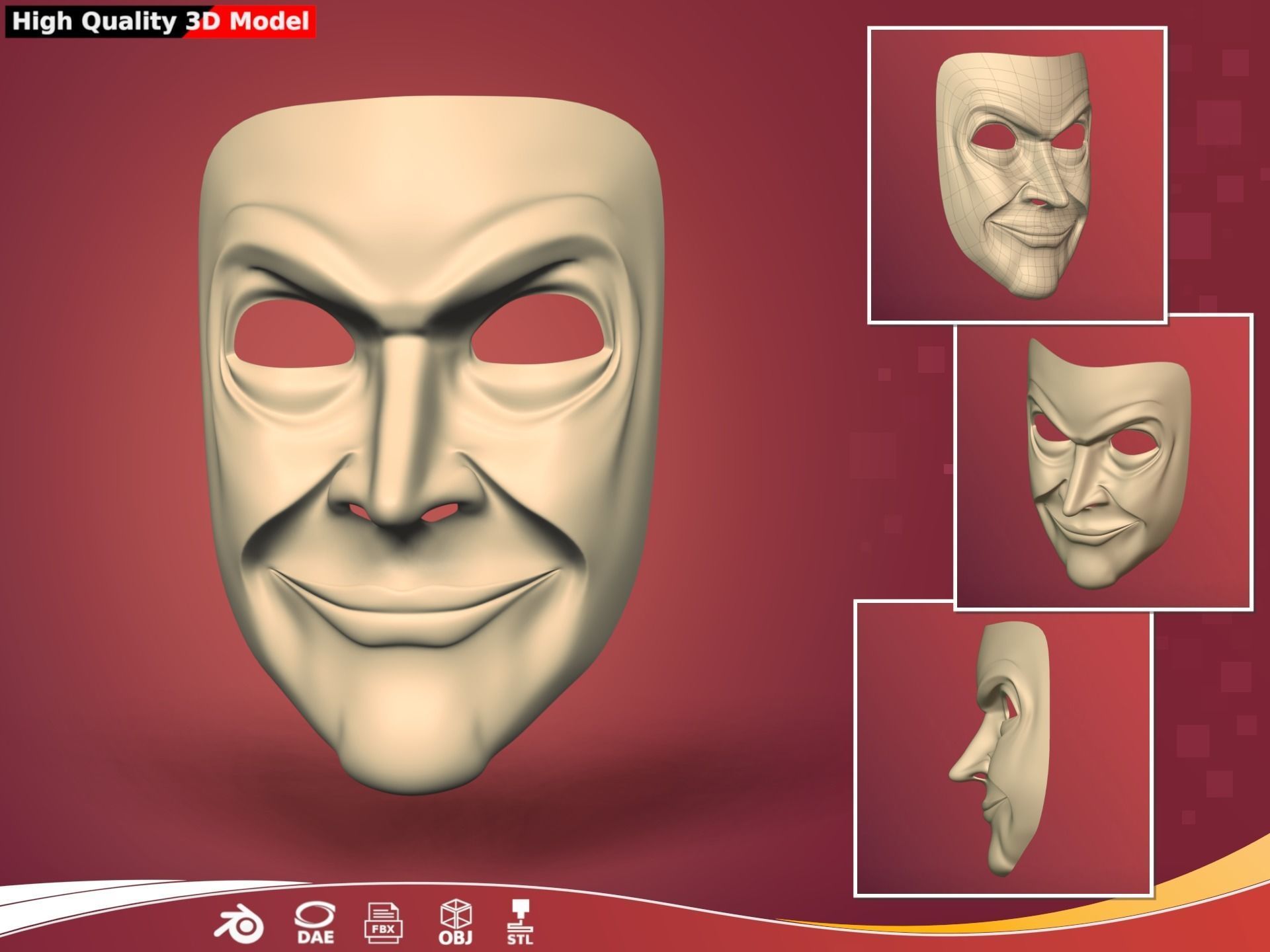 Man Mask - Original Design Low-poly 3D model_1