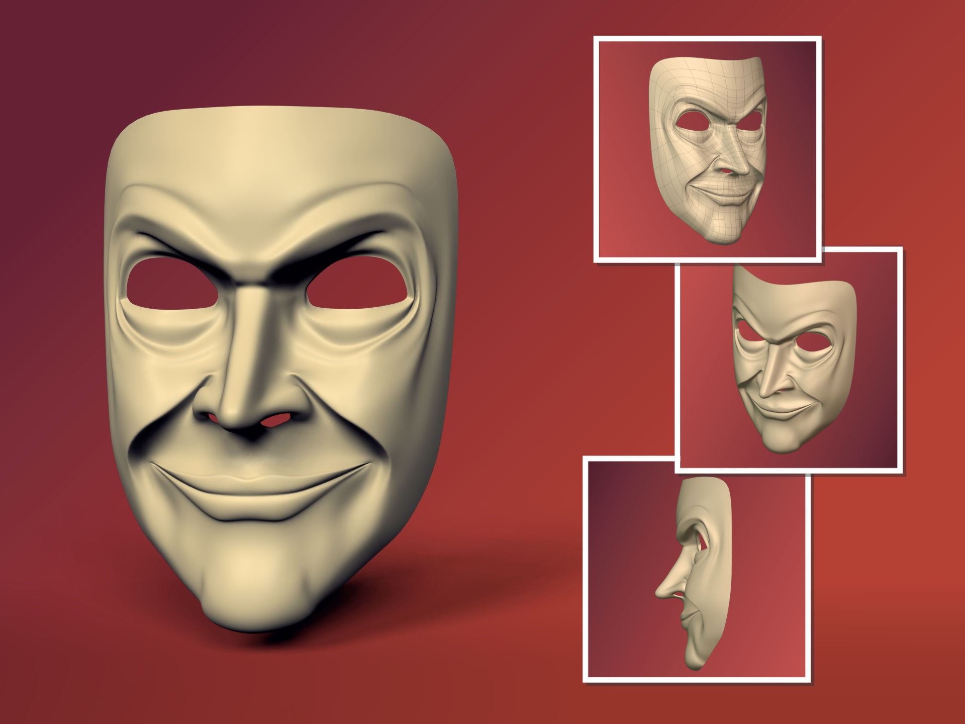 Man Mask - Original Design Low-poly 3D model_2