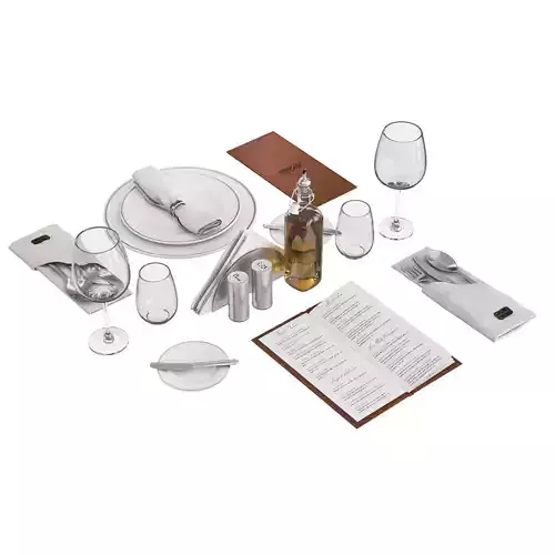 Restaurant table decorative set 3D model
