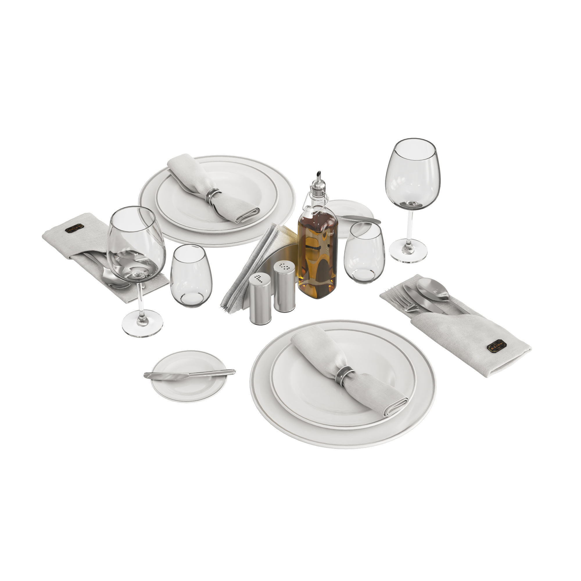 Restaurant table decorative set 3D model_2