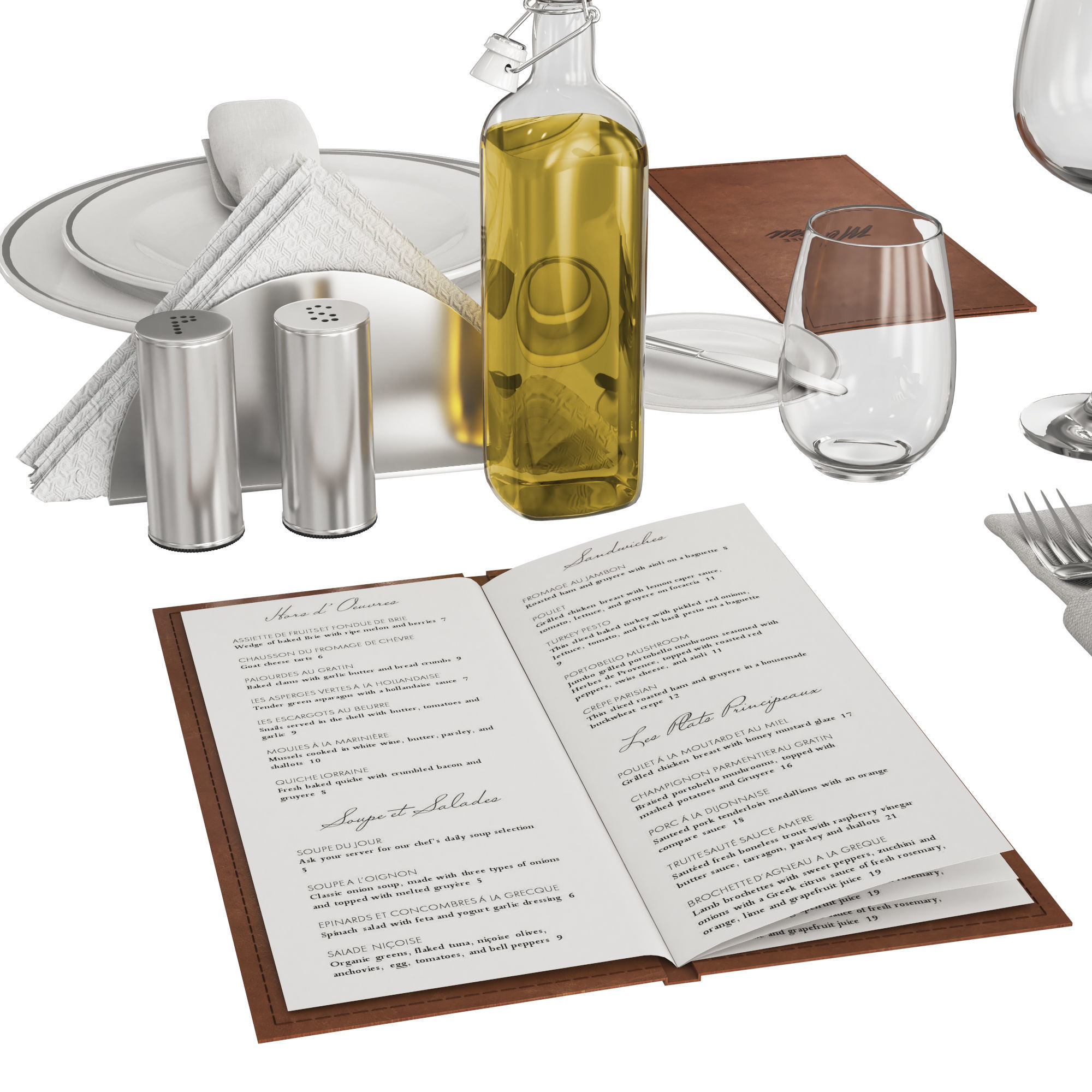 Restaurant table decorative set 3D model_4