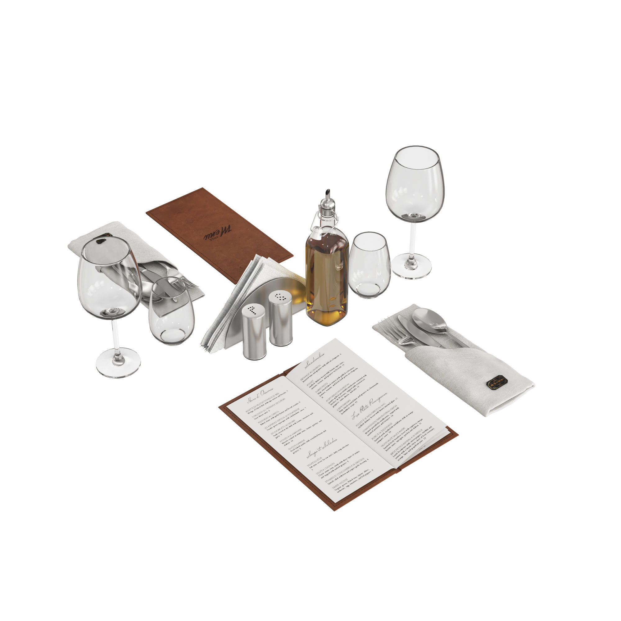 Restaurant table decorative set 3D model_3