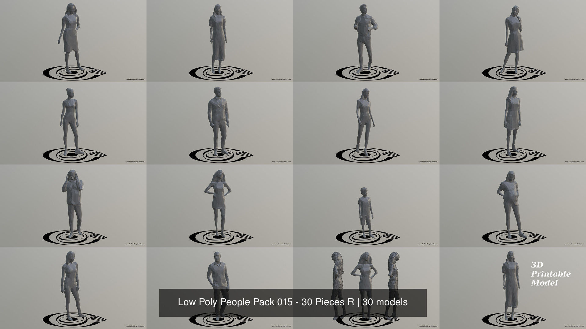 Low Poly People Pack 015 - 30 Pieces R 3D Model Collection_3
