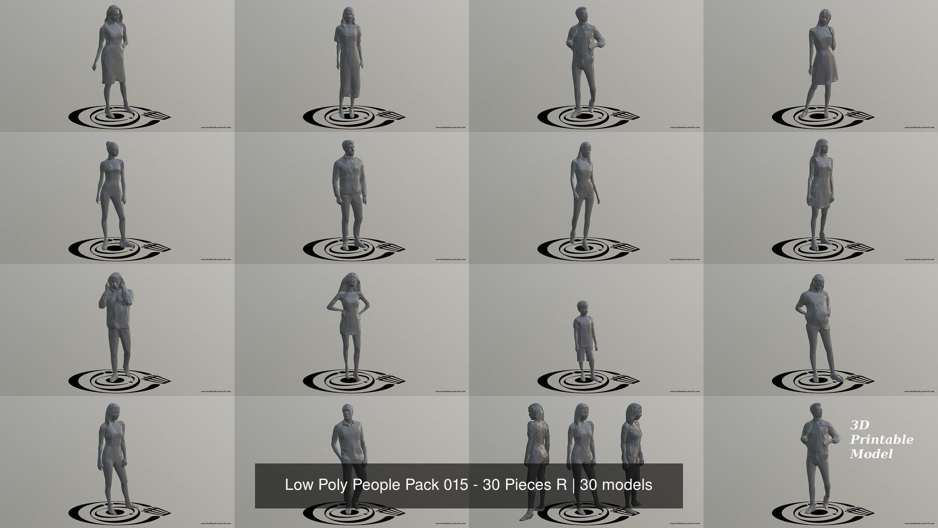 Low Poly People Pack 015 - 30 Pieces R 3D Model Collection_2