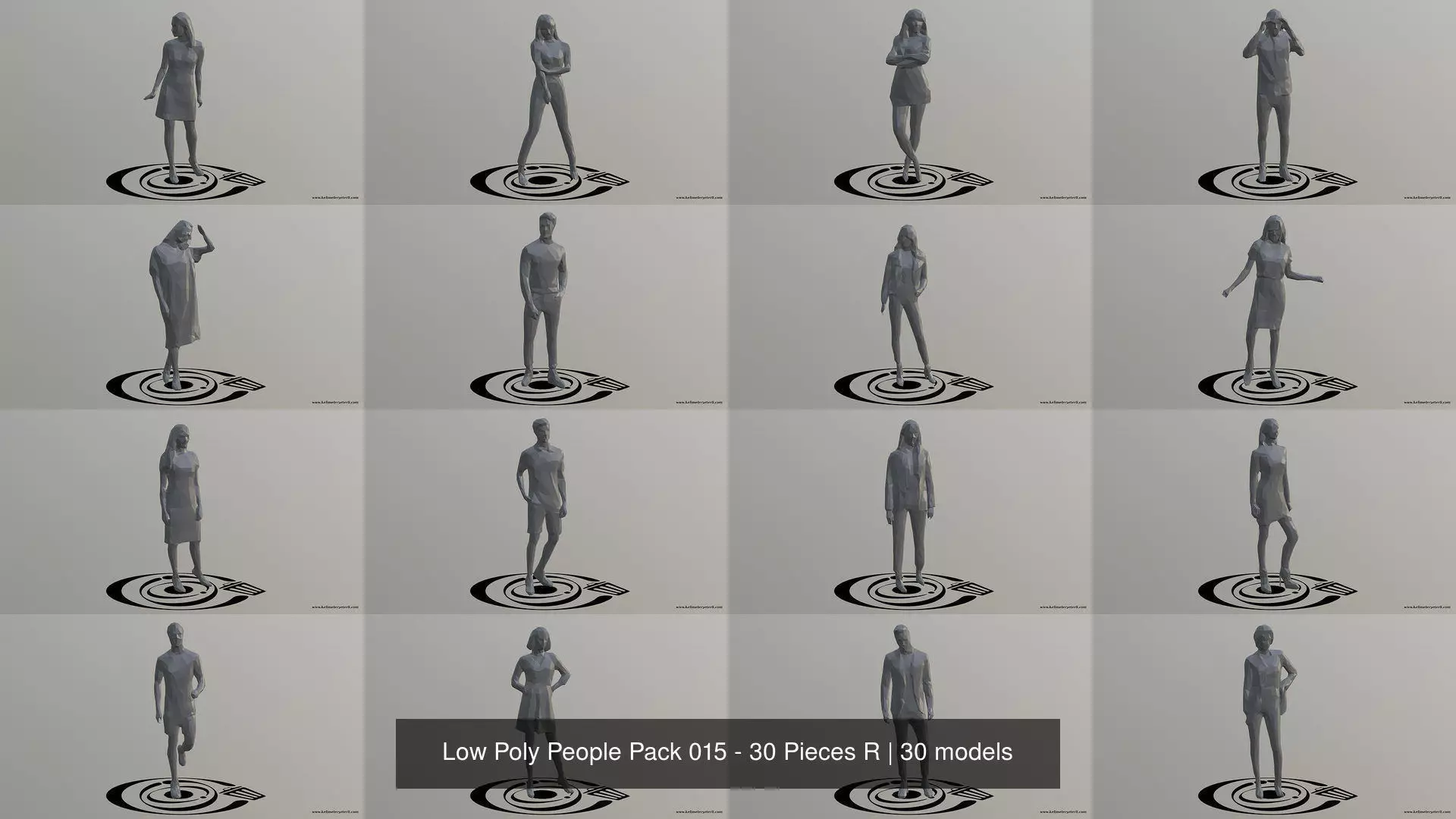 Low Poly People Pack 015 - 30 Pieces R 3D Model Collection_0