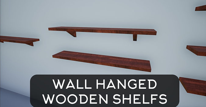 Medieval Wall Hanged Wooden Shelfs Low-poly 3D model
