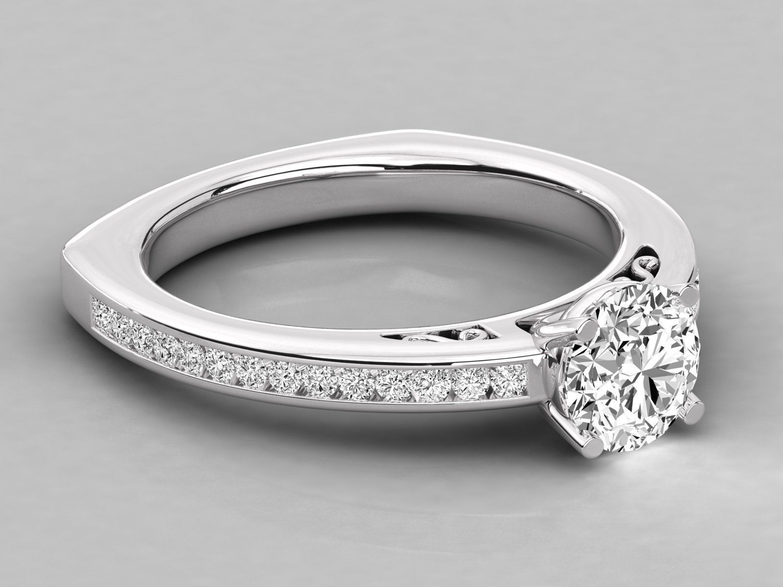 Women solitaire ring 3dm stl render detail 3D print model_5