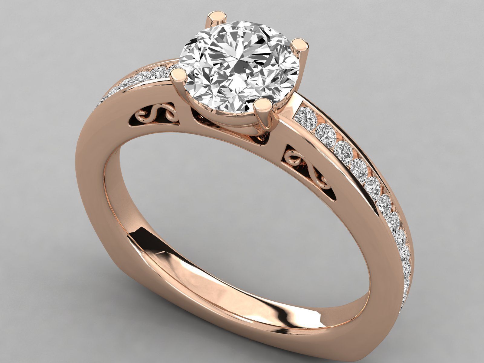 Women solitaire ring 3dm stl render detail 3D print model_4