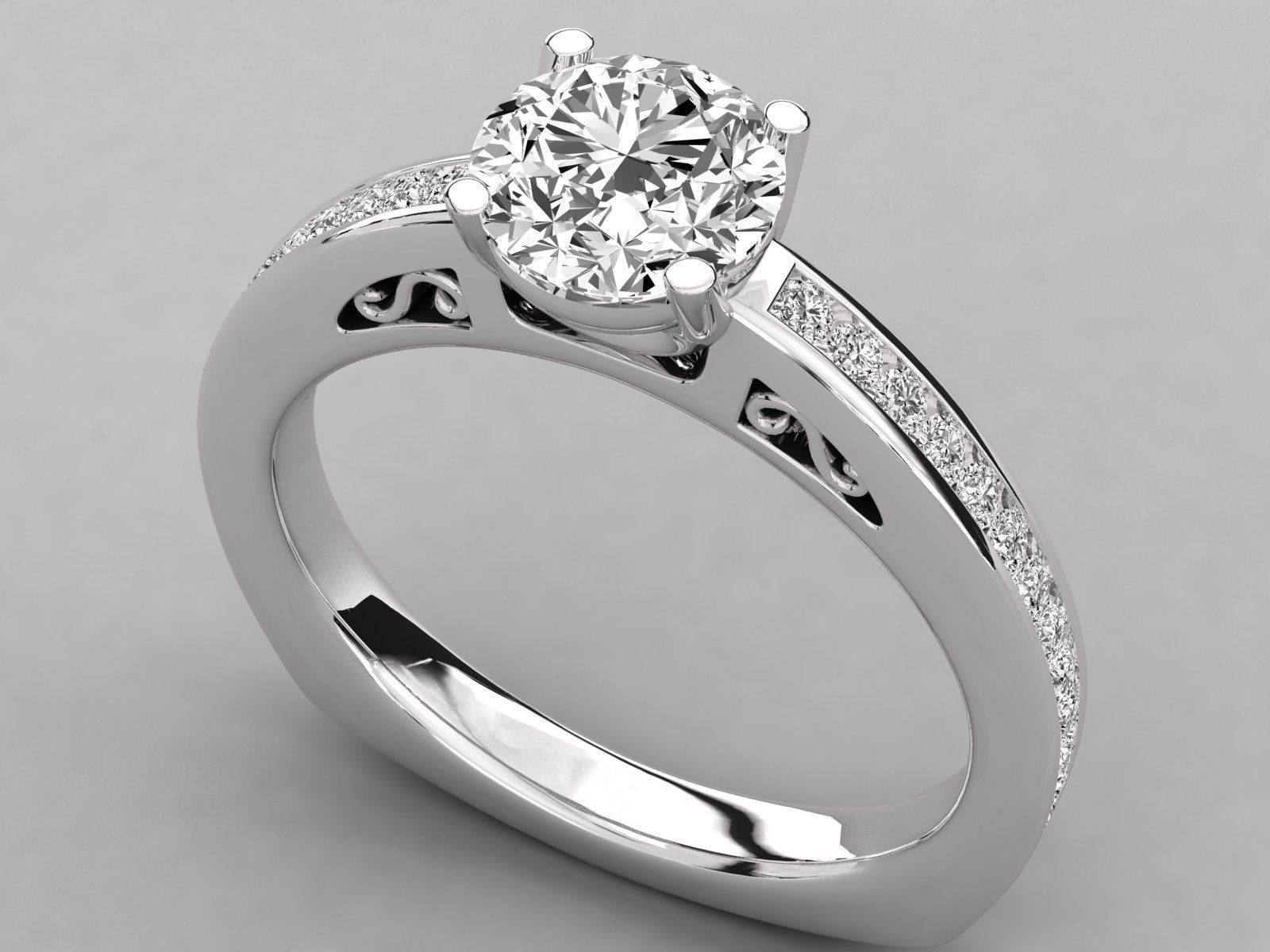 Women solitaire ring 3dm stl render detail 3D print model_6