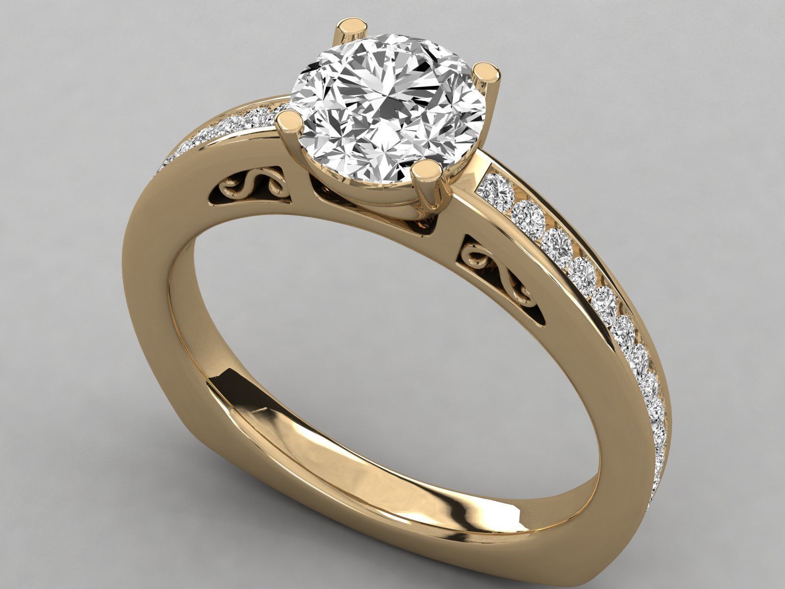 Women solitaire ring 3dm stl render detail 3D print model_9