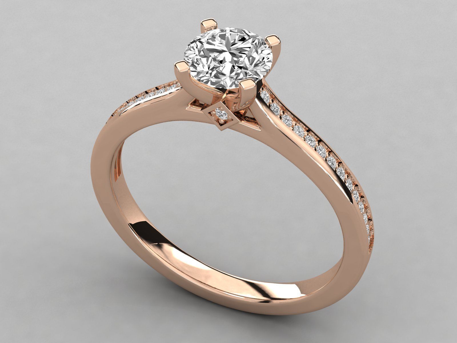 Women solitaire ring 3dm stl render detail 3D print model_3