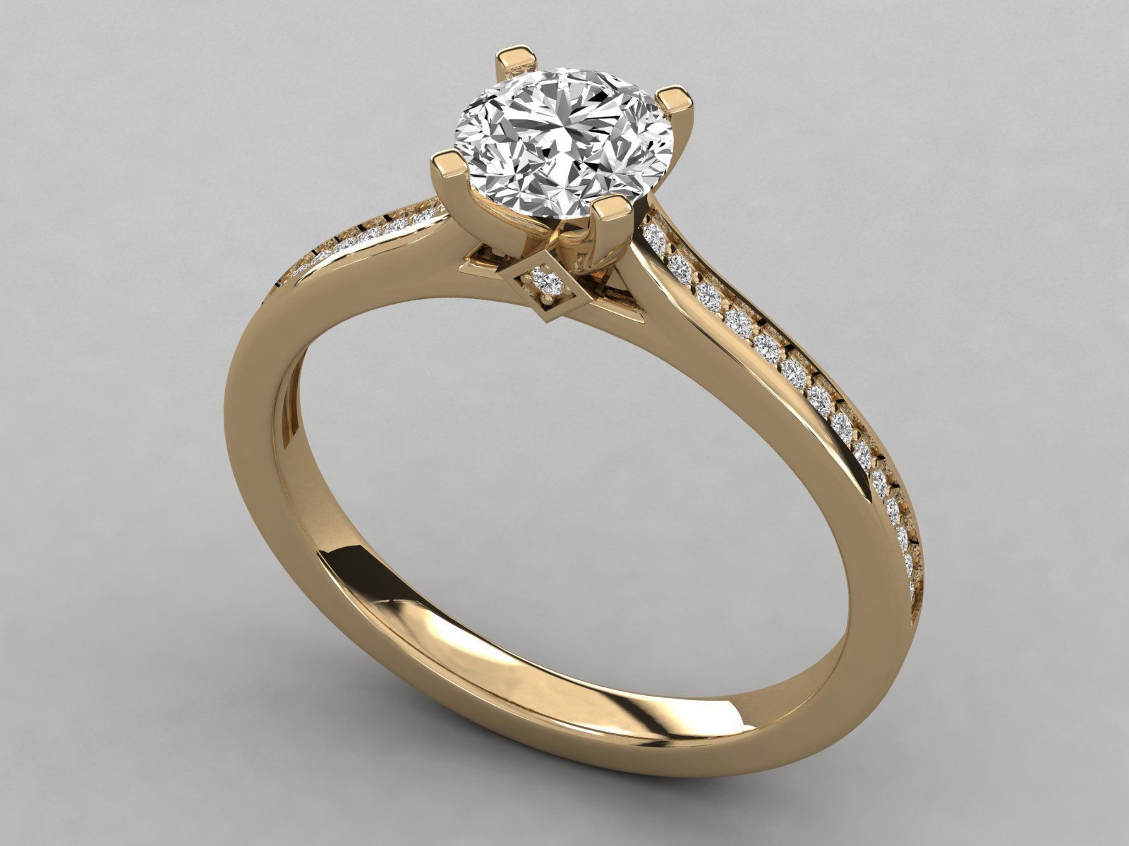 Women solitaire ring 3dm stl render detail 3D print model_9