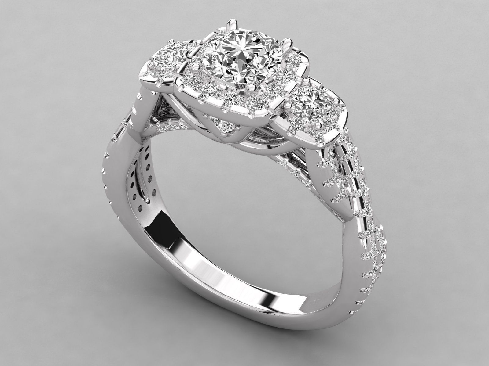 Women solitaire ring 3dm stl render detail 3D print model_6