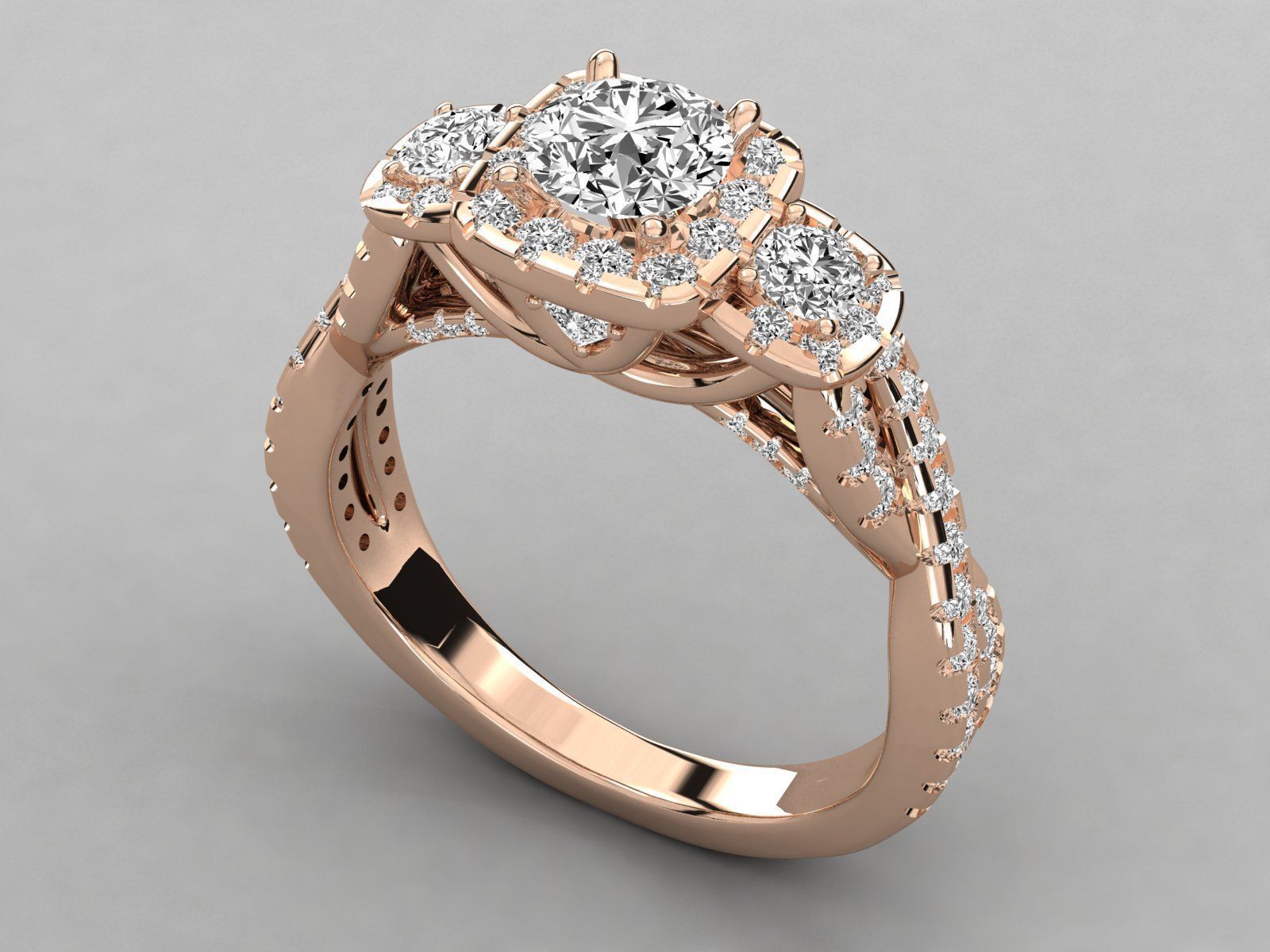 Women solitaire ring 3dm stl render detail 3D print model_3