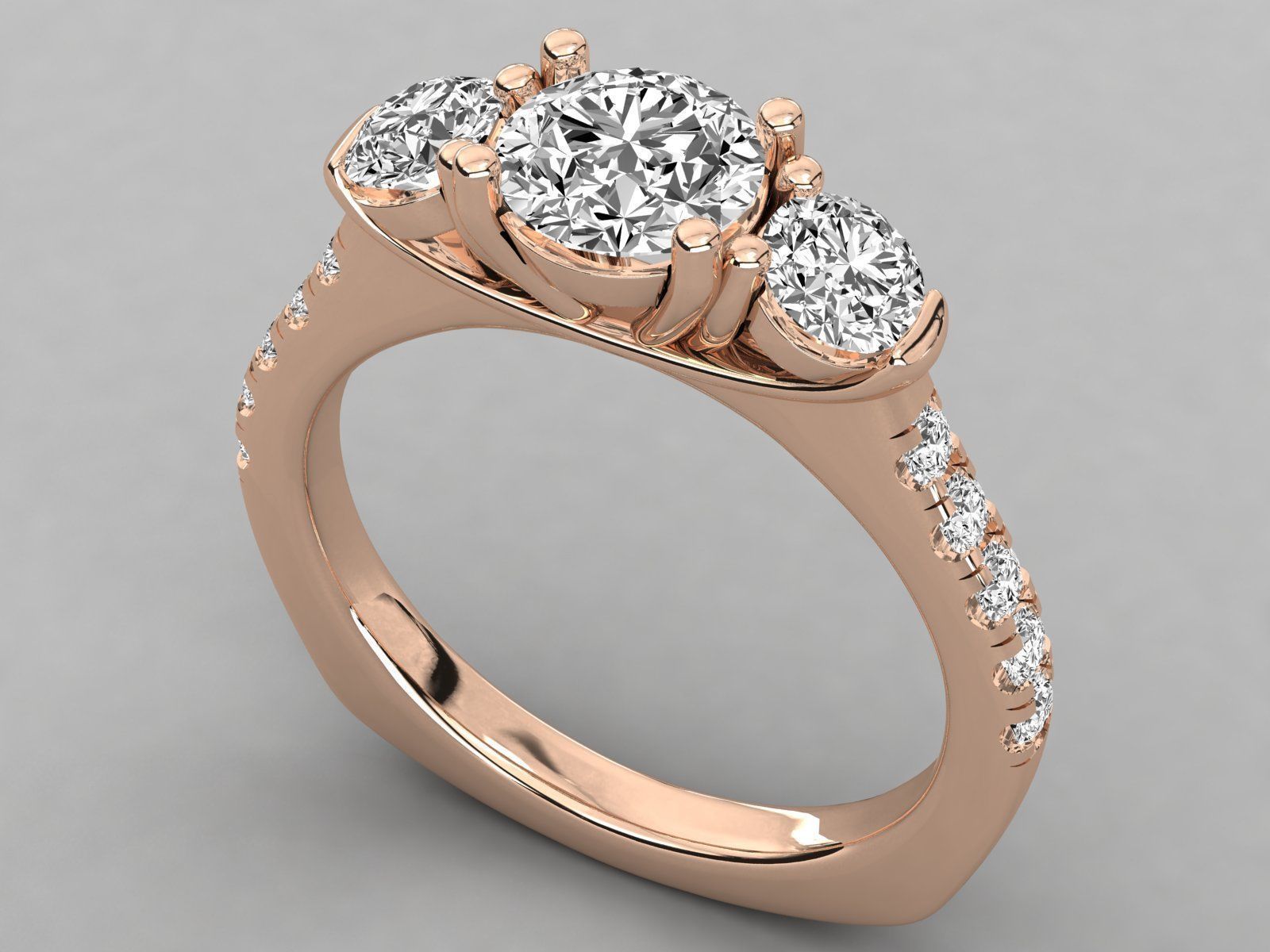 Women solitaire ring 3dm stl render detail  3D print model_3