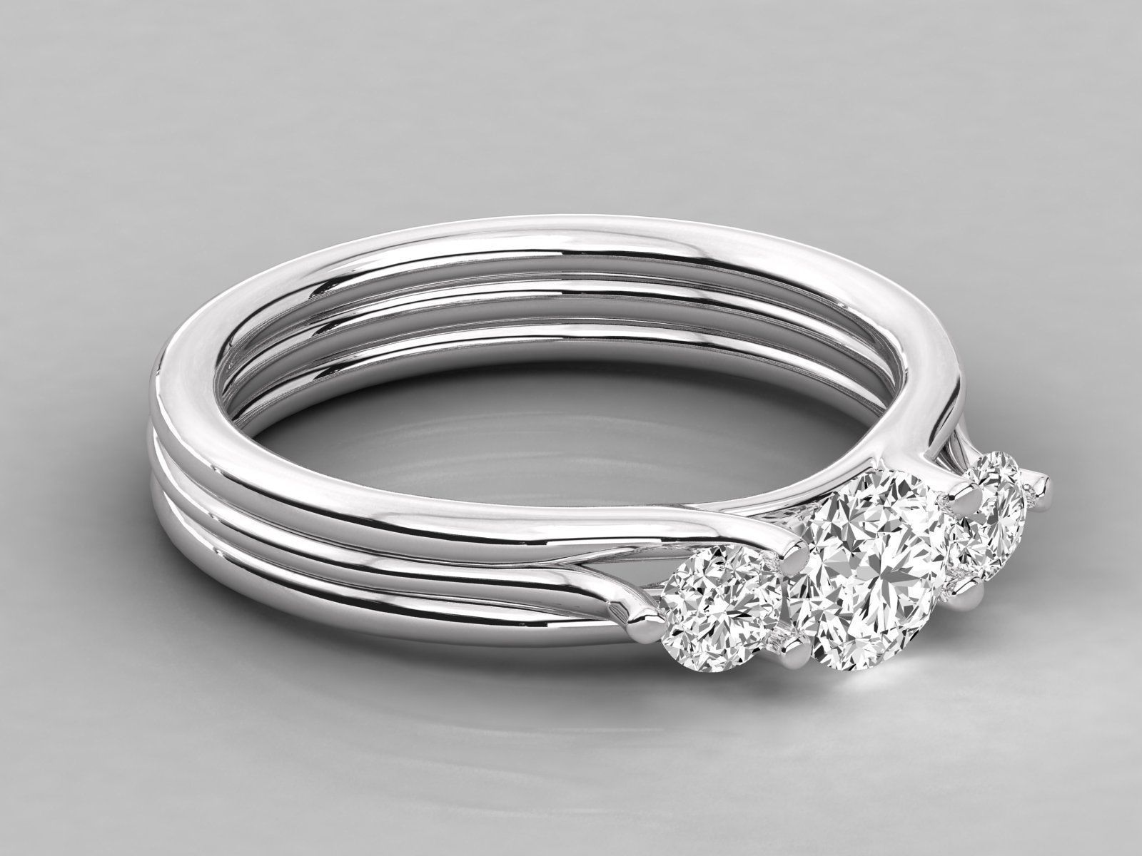 Women solitaire ring 3dm stl render detail  3D print model_3