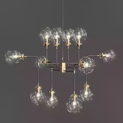 Lilly chandelier made of brass and glass