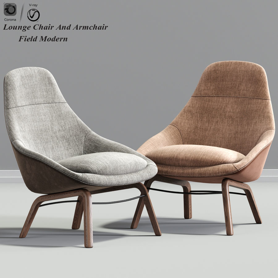 Field Modern Lounge Chair And Armchair 3D model_2