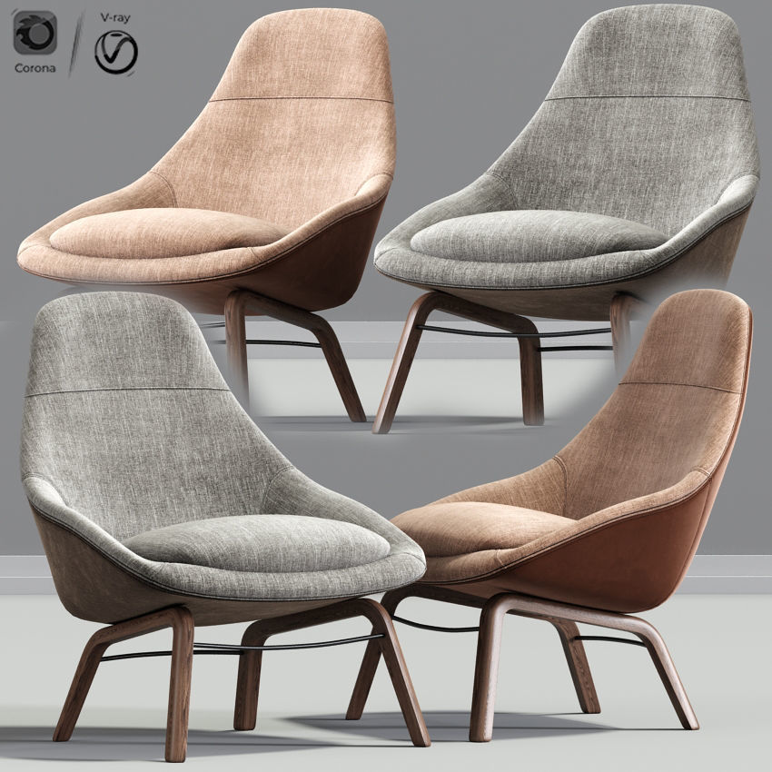 Field Modern Lounge Chair And Armchair 3D model_3