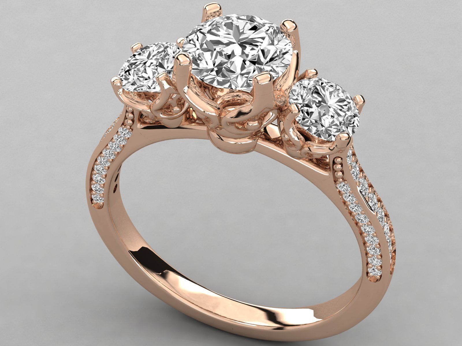 Women solitaire ring 3dm stl render detail  3D print model_3