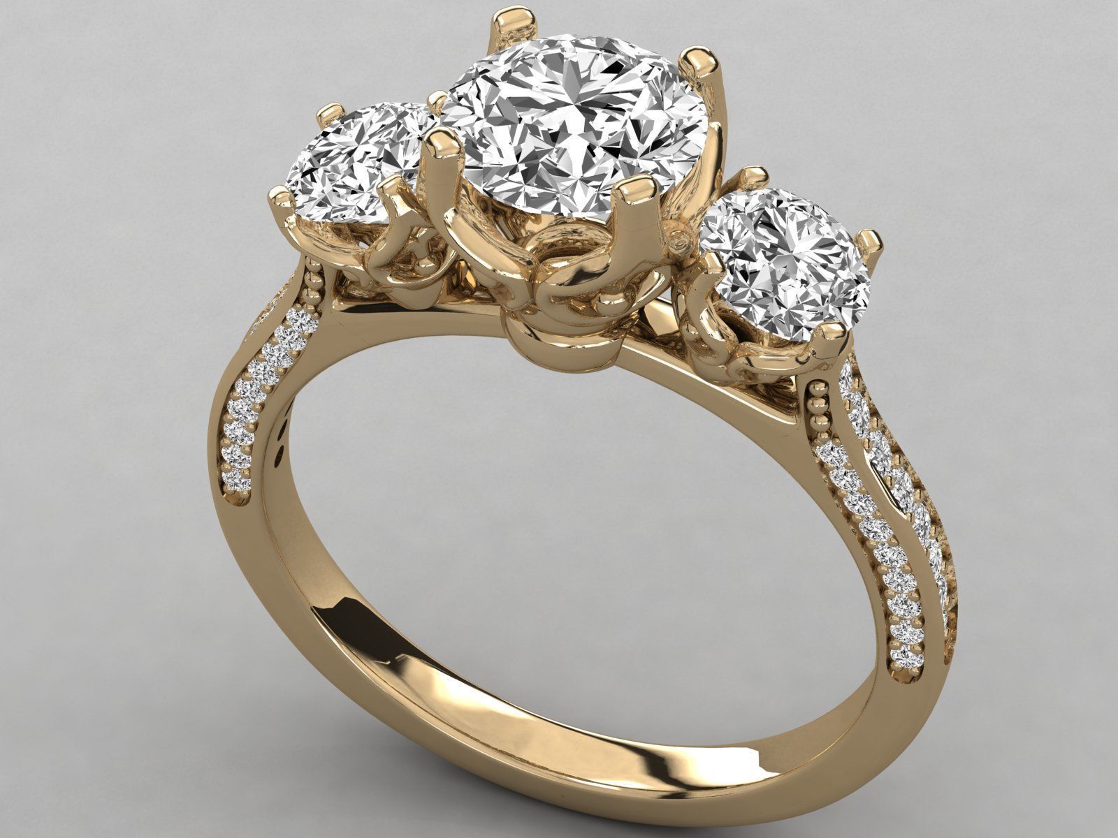 Women solitaire ring 3dm stl render detail  3D print model_9