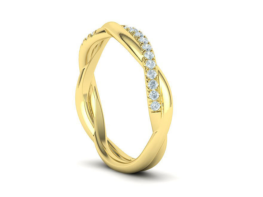 Twisted Wedding Set with 5mm Stone French Pave Setting 3D Model Collection_21