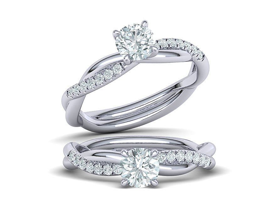 Twisted Wedding Set with 5mm Stone French Pave Setting 3D Model Collection_5