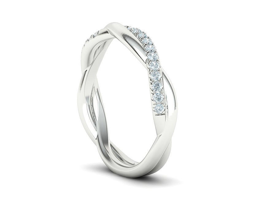 Twisted Wedding Set with 5mm Stone French Pave Setting 3D Model Collection_25