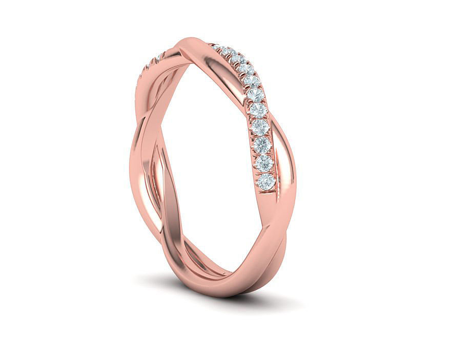 Twisted Wedding Set with 5mm Stone French Pave Setting 3D Model Collection_24