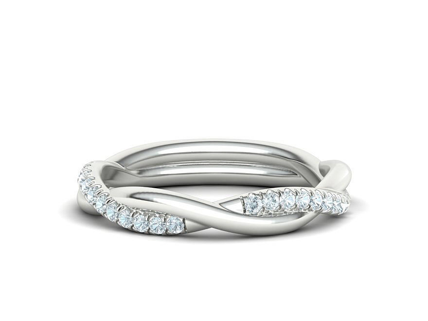 Twisted Wedding Set with 5mm Stone French Pave Setting 3D Model Collection_17